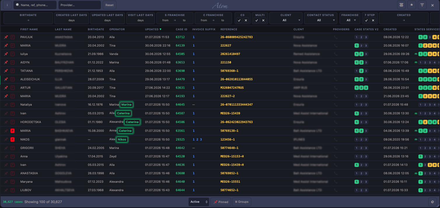 Cases — cases screen in Quark