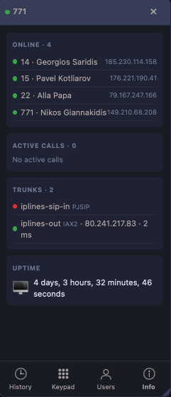 Phone — phone info screen in Quark
