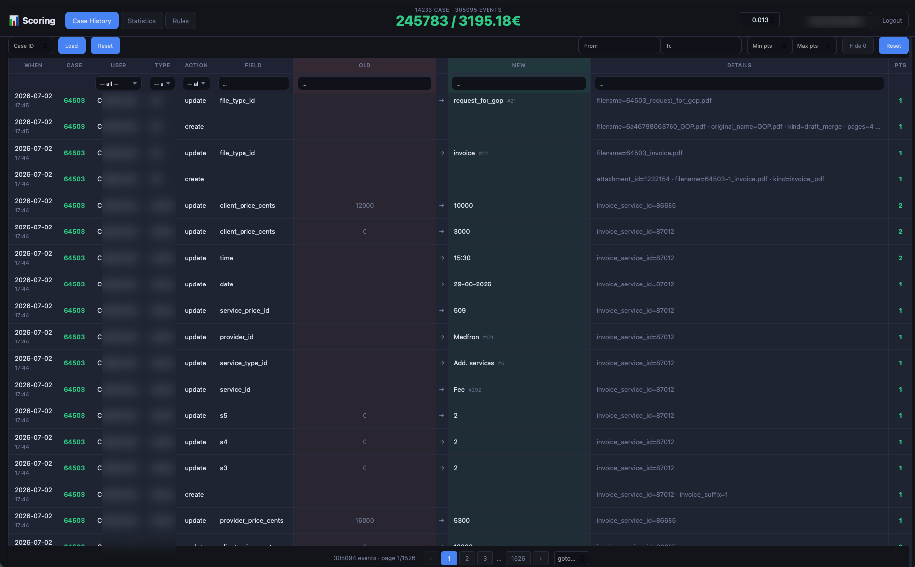 Scoring — scoring screen in Quark